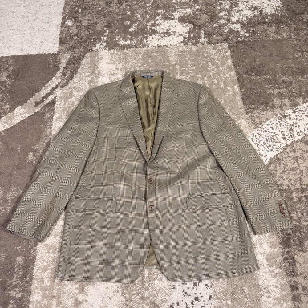 Ralph Lauren Blazer Mens 48L Glen Plaid Silk Wool Blend Soft Luxury Office Dress